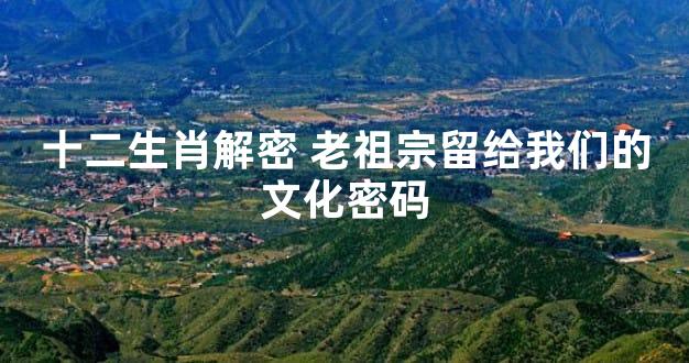 十二生肖解密 老祖宗留给我们的文化密码